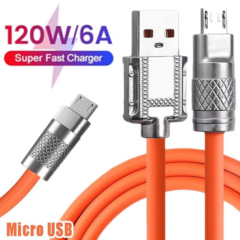 Cáp dữ liệu sạc nhanh micro USB 120W 6A cho Samsung Xiaomi Huawei điện thoại Android sạc nhanh dây dữ liệu USB 1/1.5/2M