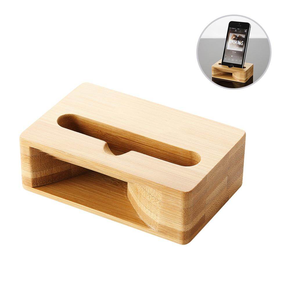 Chaoshihui Mobile Phone Holder Desktop Multi-Function Wooden Loudspeaker  Phone Stand Base Sound Amplifier Bamboo Bracket Desktop Stand Support for 
