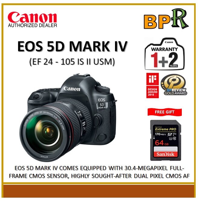 Canon EOS 5D Mark IV DSLR Camera with 24 - 105 mm f/4L II Lens Canon Malaysia (3 Years Warranty)
