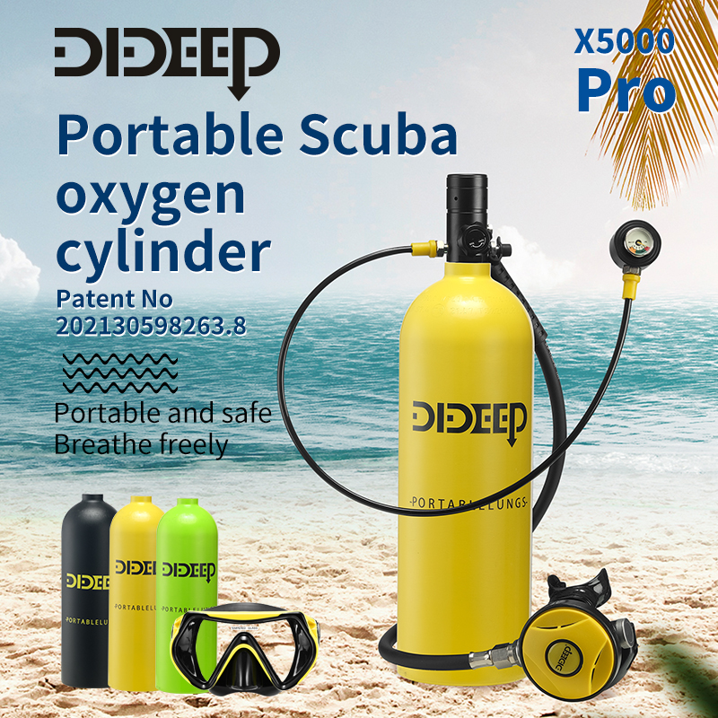 DIDEEP Scuba Tank, 2L Mini Scuba Diving Tank Equipment Kit, Support About 30-40 Minutes Underwater Breathing, Dive Portable Lungs for Backup Air Source Underwater Exploration ราคา 10,714 บาท*ส่งฟรี