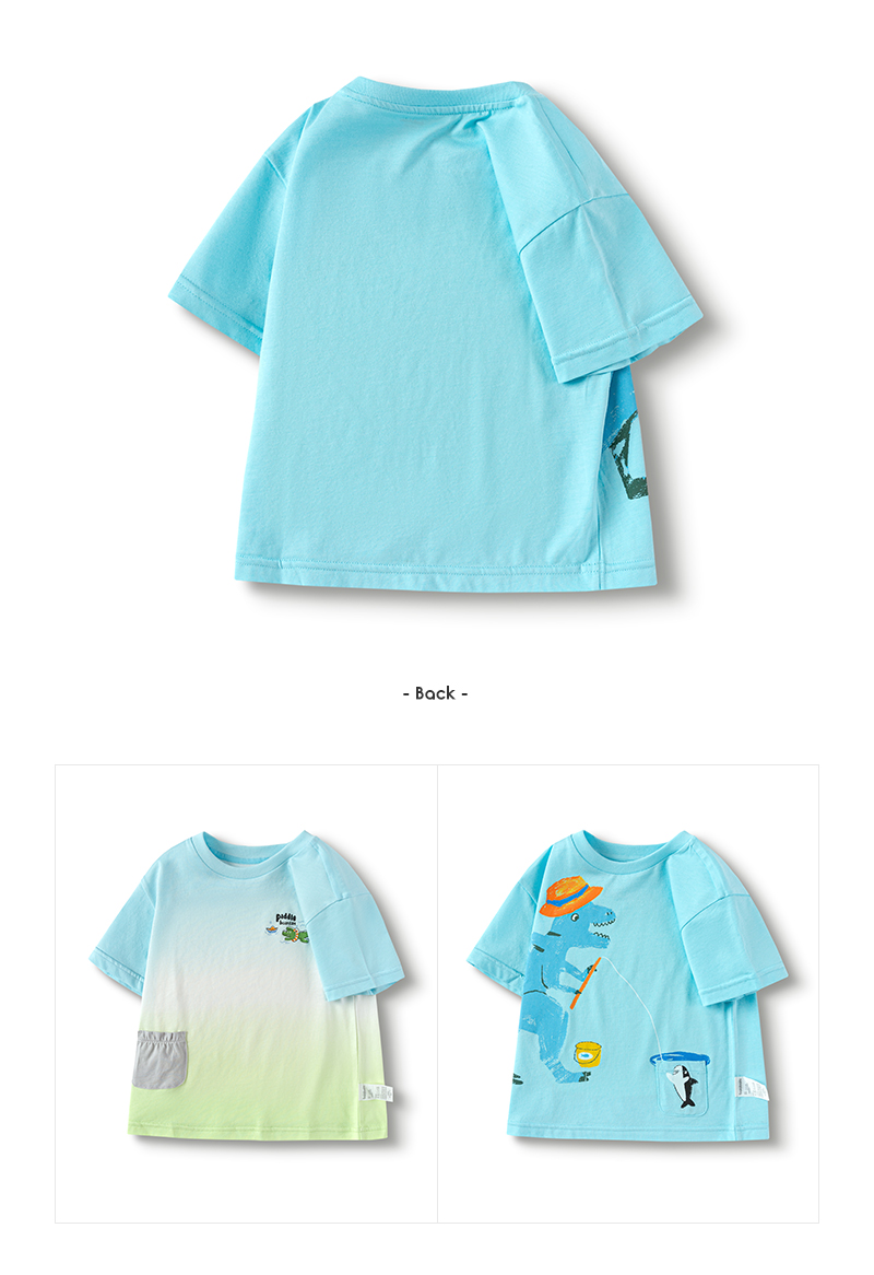 balabala Children Short Sleeve T-Shirt Boy Top Cartoon Dinosaur Print Summer Wear Little Children Trendy · v2