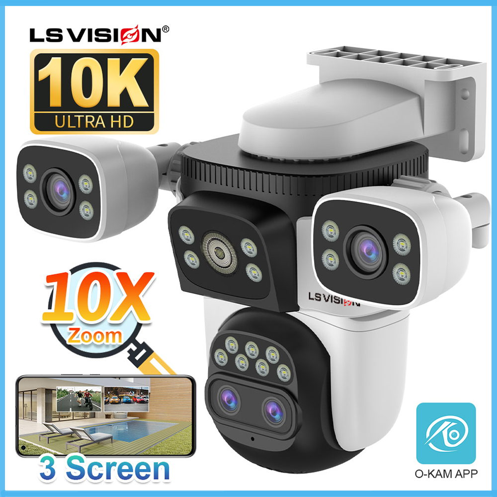 LS VISION 20MP 10X Zoom WIFI CCTV Camera Four Lens Linkage PTZ Humanoid Tracking Home Security Camera Outdoor Waterproof Full Color Night Vision 24 Hours Video Recording IP Camera ราคา 1,478 บาท*ส่งฟรี