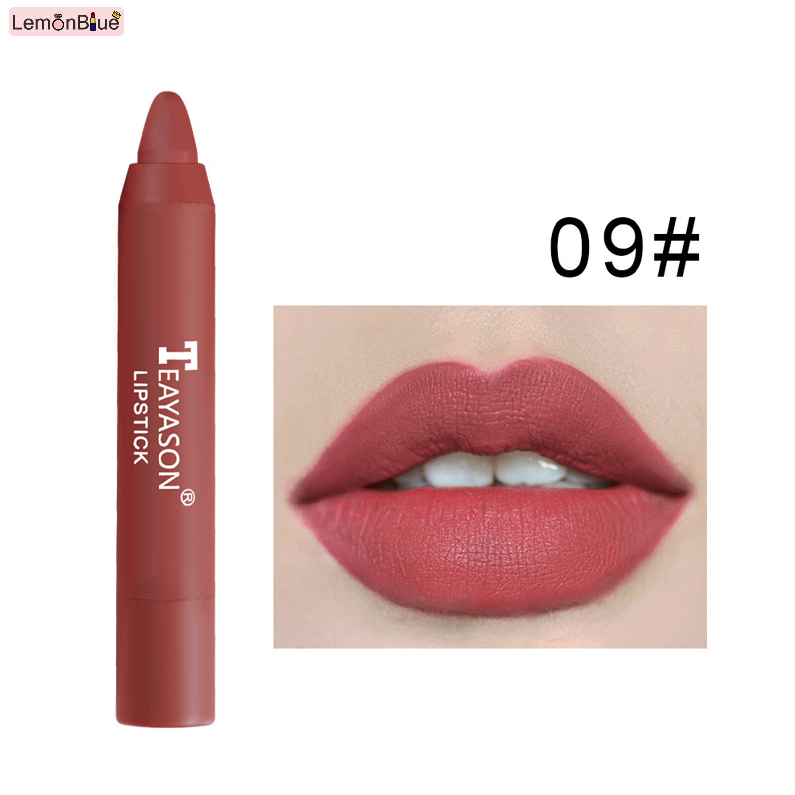 Gambar LemonBlue Matte Crayon Lipstick Waterproof Nude Lipstick Matte Cosmetics Moisturizing Waterproof Nude Lipstick Matte Moisturizing Lip Pencil Women Matte Crayon Lipstick