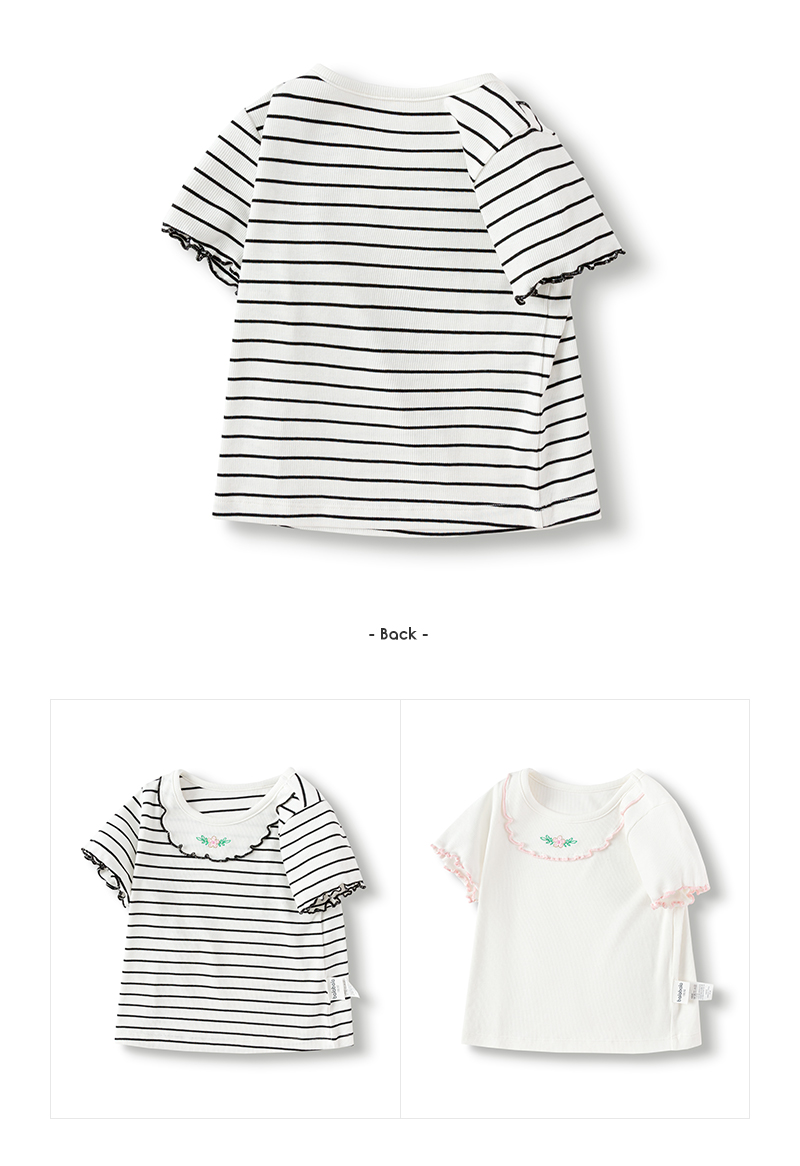 balabala Children Baby Short Sleeve Girl T-Shirt Children Top 2025 New Summer Shoulder-Fit Inner Wear Embroidered T-Shirt · v5