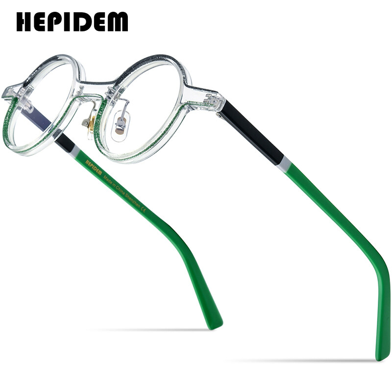 HEPIDEM Powder Acetate Eyewear Frame Men Vintage Retro Small Polygon