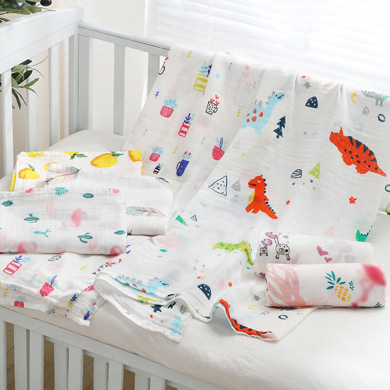 Khăn Tắm Vải xô cotton sơ sinh quấn tã khăn khăn quấn 2 lớp bé sợi tre gạc bọc chăn