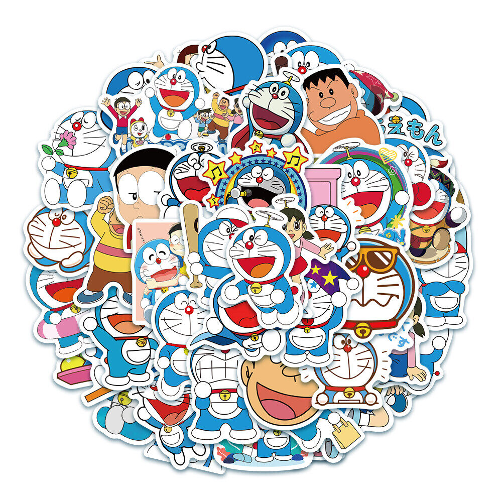 50 Miếng Dán Máy Tính Xách Tay Doraemon Nhãn Dán DIY Cho Túi Hành Lý Đồ Chơi Điện Thoại Ô Tô Bàn Máy Tính Xách Tay Xe Đạp Chống Nước
