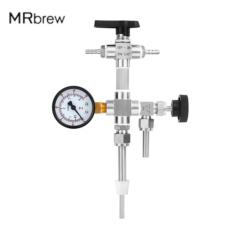 Gambar Llenador De Botellas De Cerveza, Herramientas De Llenado De Contrapresión Con Medidor De Co2 Para Vino Homebrew, Diseño De Perfil Inferior, Lo Mejor Para Varias Botellas