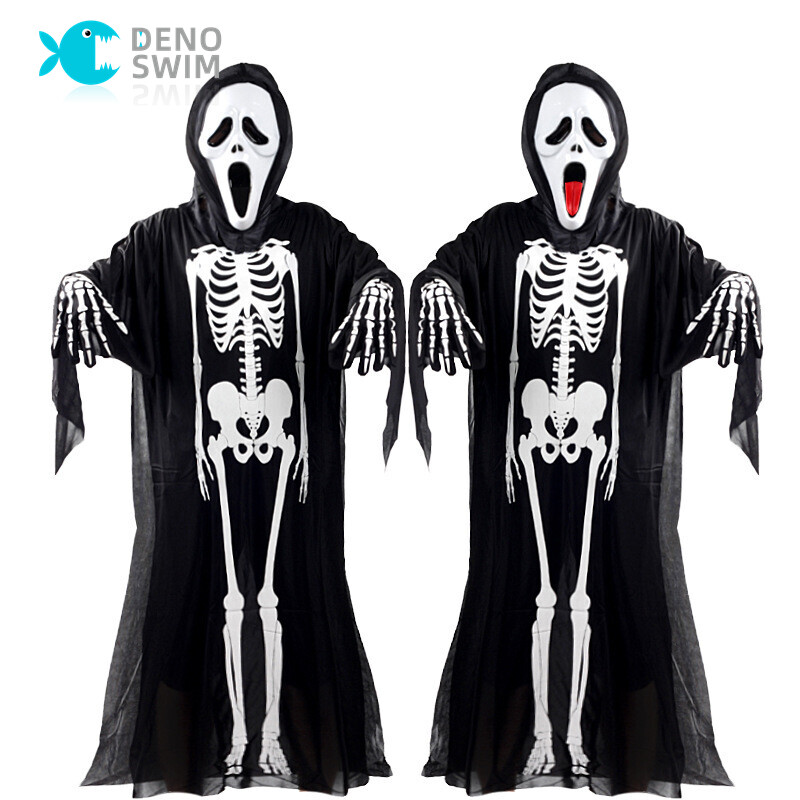 DENOSWIM Halloween Skeleton Ghost Cosplay Costume Fancy Dress Party
