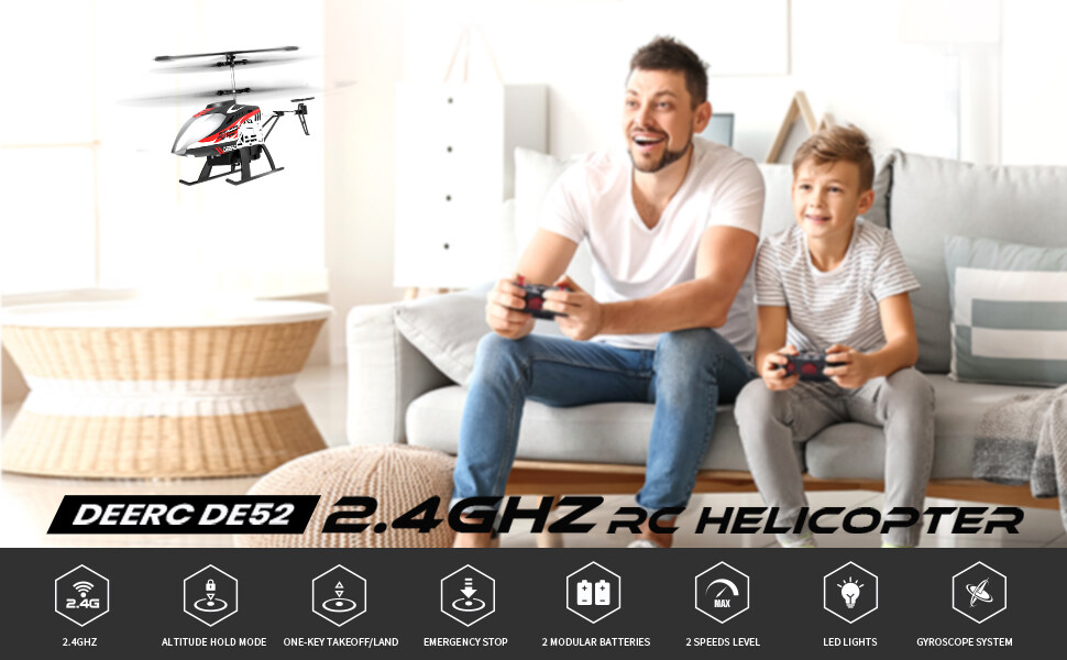 DEERC DE52 RC Helicopter Extra Shell Aircraft 2.4GHz Remote Control Flying Toys 