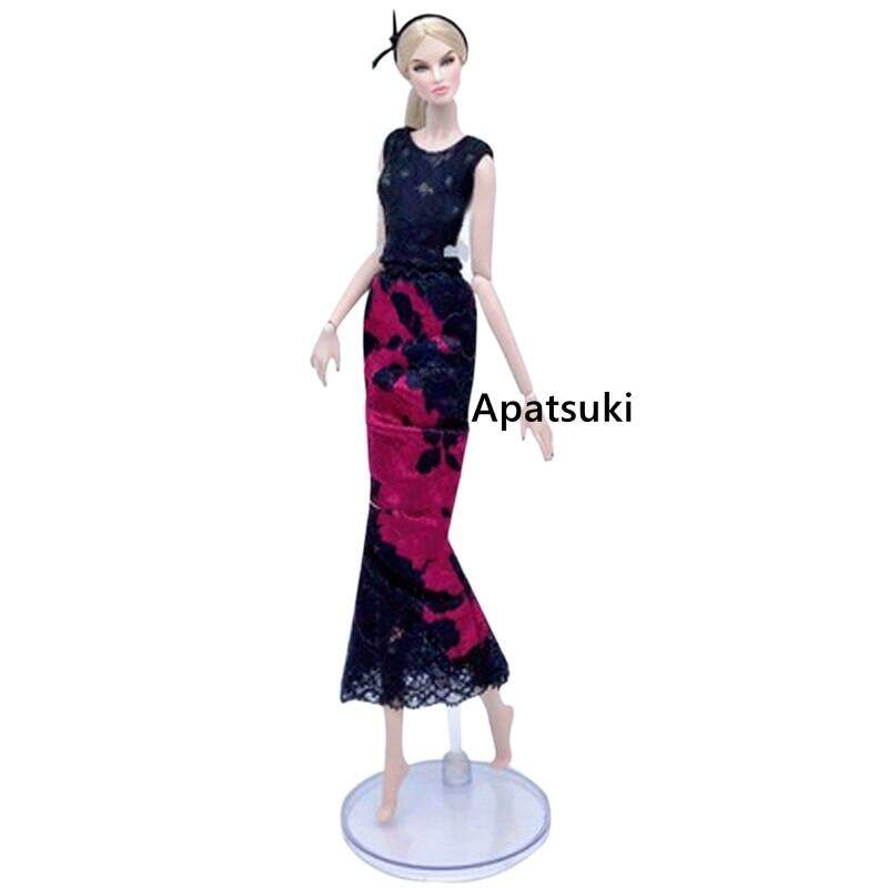 Black Red Lace Clothes For Barbie Doll Dress Set Outfits Party Gown Tank