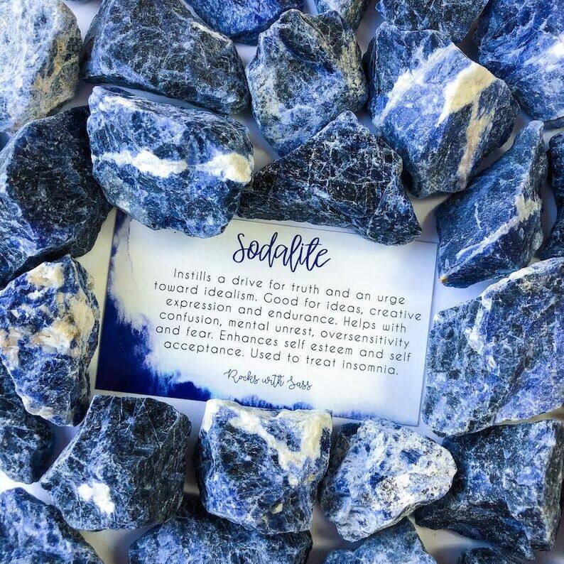 Sodalite-thô sodalite thạch anh chữa bệnh màu xanh dương tự nhiên sodalite Crystal-Họng đá luân xa-Thạch Anh chữa bệnh S & Stones