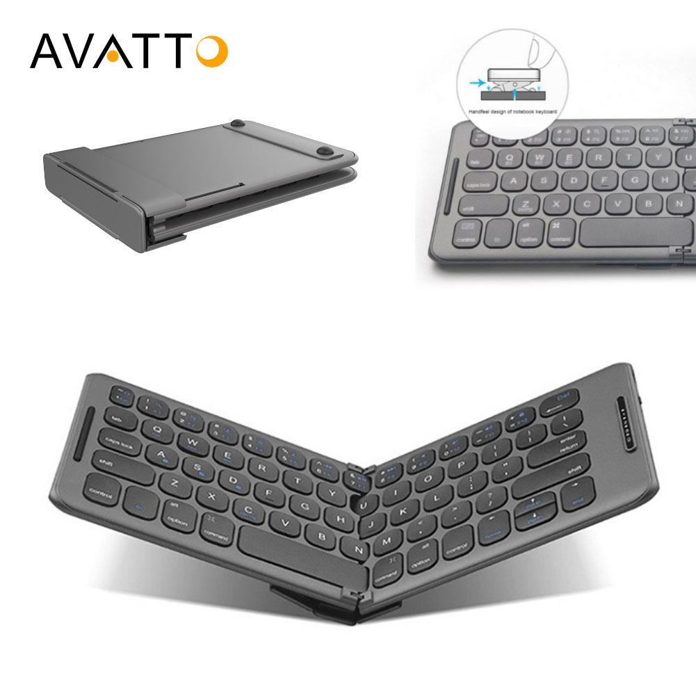 Avatto Bàn phím gập Bluetooth tương thích không dây yên tĩnh bàn phím cho iOS Android Windows cho máy tính bảng máy tính xách tay điện thoại di động