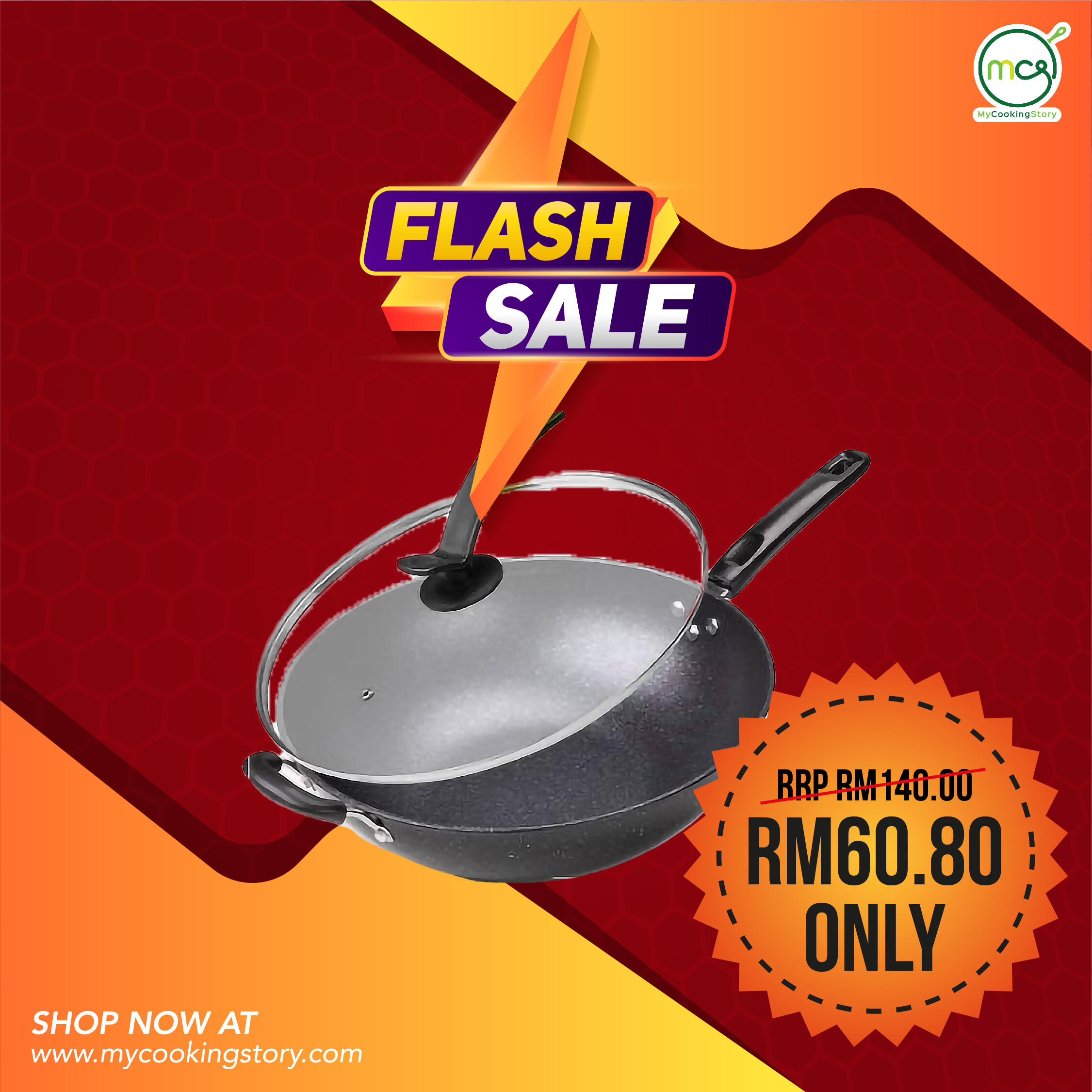 Gambar MyCookingStory 34cm Maifan Stone Wok with Long Handle