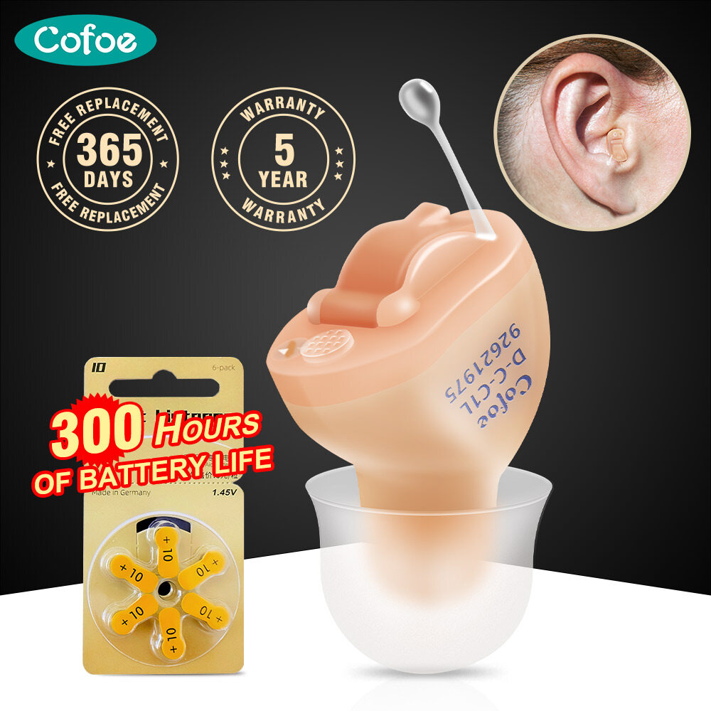 Cofoe FDA CE Invisible Adjustable Digital Hearing Aids Noise Reduction Sound Amplifier Inner Ear Amplifier FREE 6pcs E10 Aids Battery (Left Ear) ราคา 1,811 บาท*ส่งฟรี