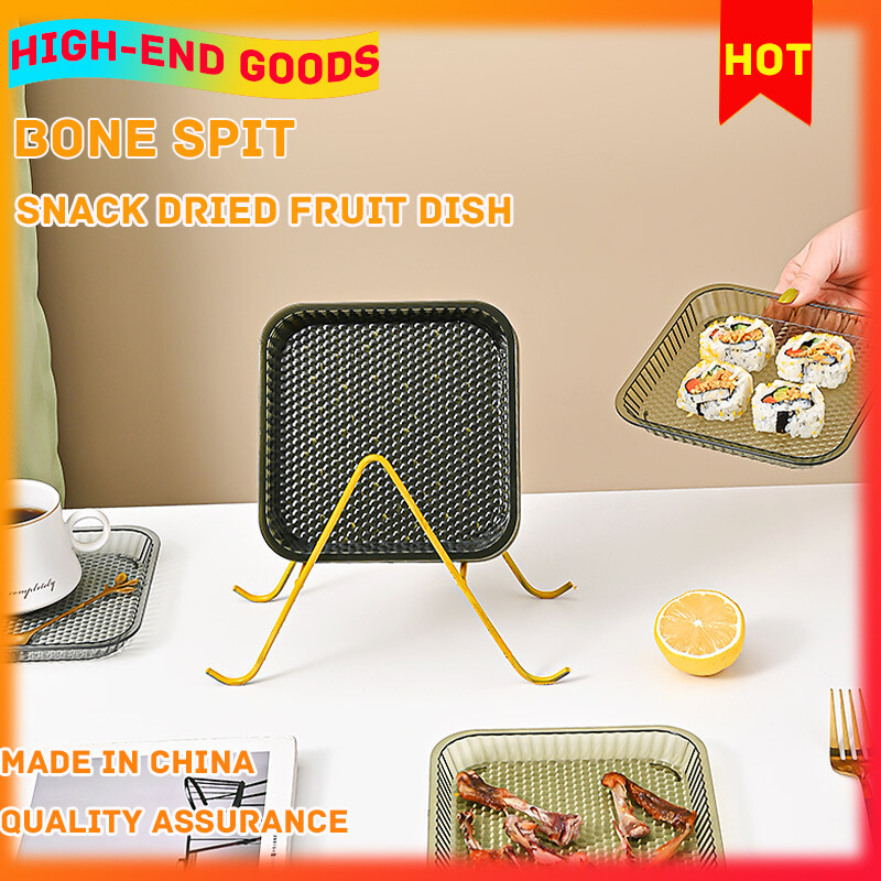 Gambar Spit Bone Dish Household Spit Bone Dish Round Square Dish Plastic Plate Snack Snack Dish Dried Fruit Plate