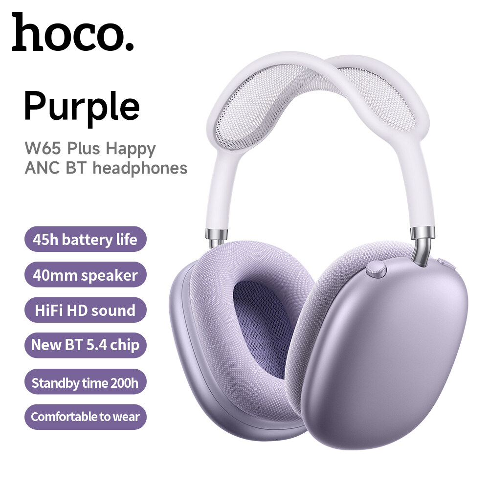 [24 hours Ship] 2025 Hoco W65 plus Happy ANC Noise Reduction Bluetooth 5.4 Noise Canceling Headphone