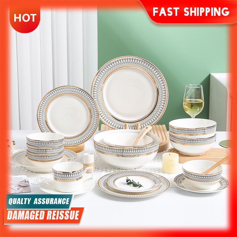 Gambar ??READY  STOCK??Nordic Ceramic Dishes and Tableware Set Creative Household Rice Bowl Noodles Bowl Soup Bowl Pasta Plate