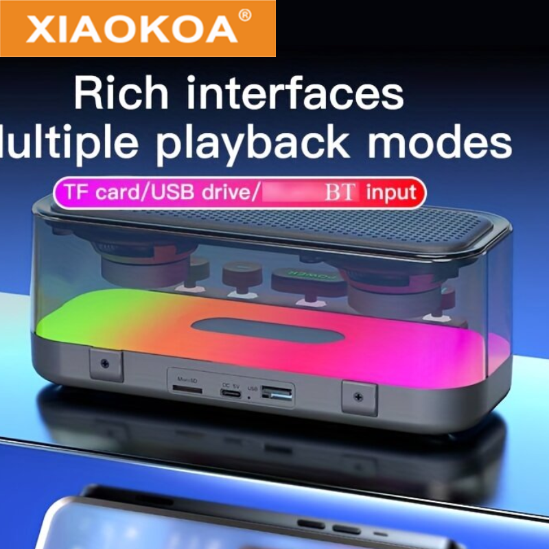 XIAOKOA Singing Wireless Audio With 2PCS Microphone And RGB Light For Music Streaming Sound System Surround Sound Effect, For Video Recording, PC, Smartphone ราคา 2,200 บาท*ส่งฟรี