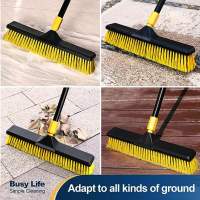 BOOMJOY 18 Inch Push Broom Heavy-Duty Outdoor Commercial Broom Brush Stiff Bristles for Cleaning Patio Garage Deck Concrete Wood Stone Tile Floor 65.3″ Long