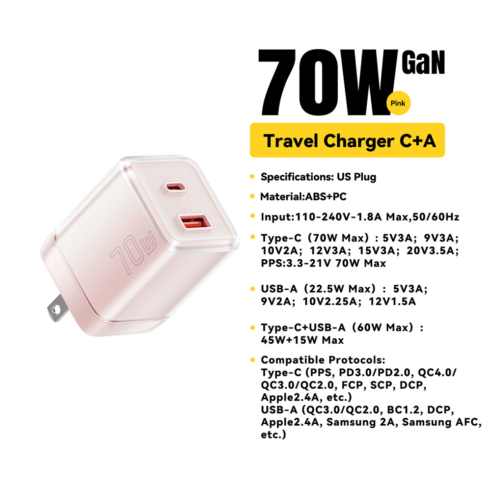 Essager 70W Gan Sạc USB Một Loại-C Qc4 0 Qc3 0 Pd Nhanh Chóng Sạc Sạc Sạc Cho iPhone Huawei Xiaomi S