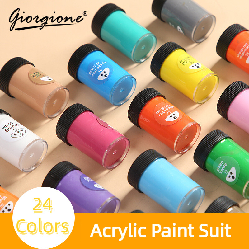 30 Pcs Giorgione màu vẽ Acrylic 24 com-lê màu 25Ml Chai Với Bàn Chải Hộp Quà Tặng Không Thấm Nước Fadeless gỗ đá Quần Áo Tranh nghệ thuật Thủy Tinh