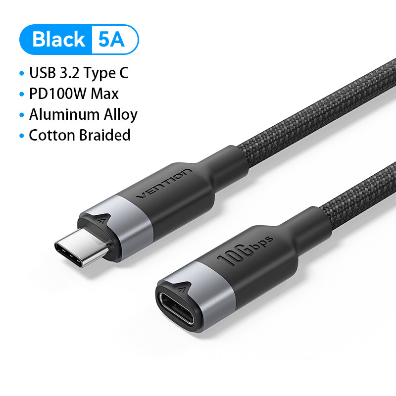 Vention USB 3.2 Gen2 Loại C Cáp nối 10gbps truyền dữ liệu 4K 60Hz 5A 100W PD sạc điện thoại iPhone n