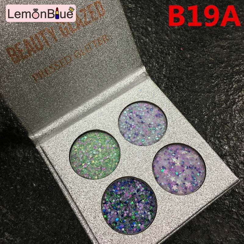 Gambar LemonBlue Beauty Glazed Glitter Eyeshadow Palette Long Lasting Waterproof 4 Color Shimmer Makeup Tool