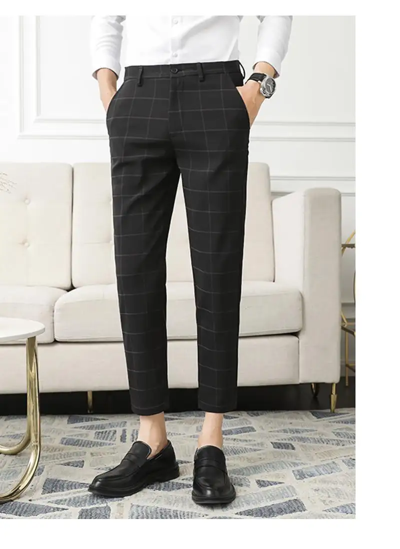 men's plaid cropped pants