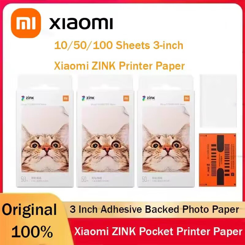 Original Xiaomi 3-inch ZINK Pocket Paper Self-adhesive Photo Print Sheets For Xiaomi Mini Pocket Photo Printer/Pocket Printer 1S ราคา 342 บาท*ส่งฟรี