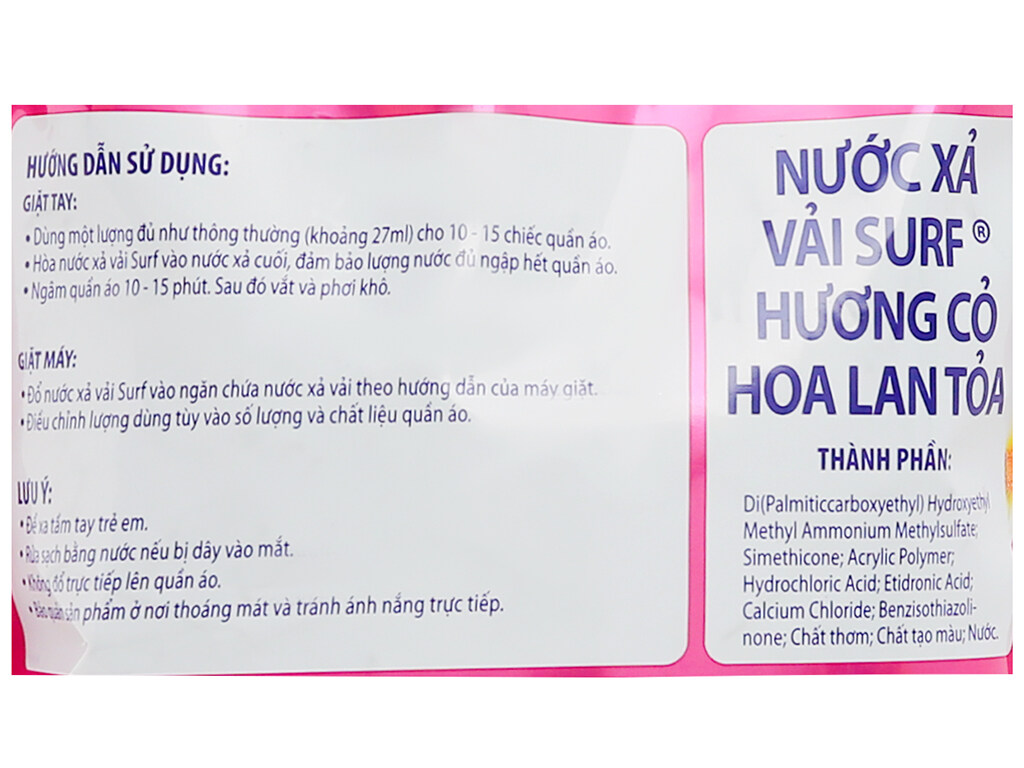 Nước xả vải Surf hương cỏ lan tỏa túi 1.6 lít 0