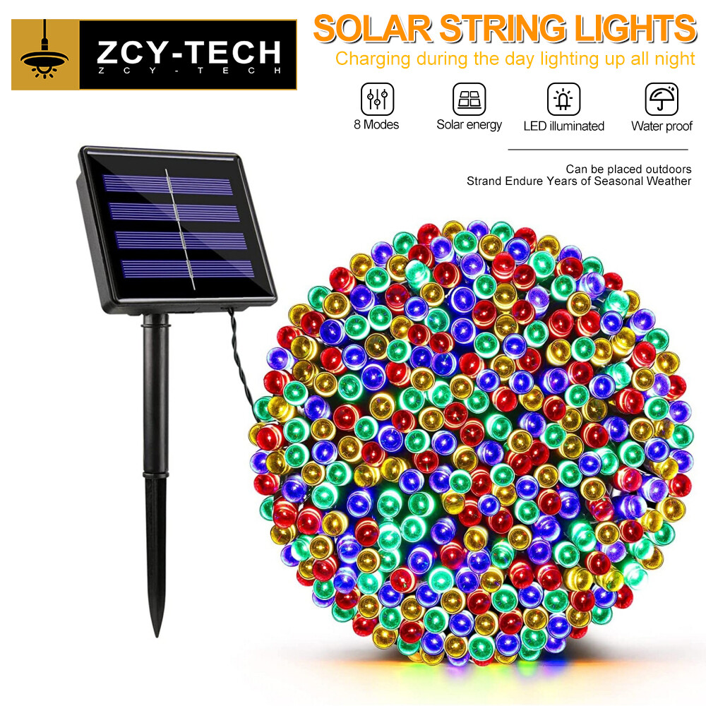 Zcy 300 đèn led ngoài trời đèn dây năng lượng mặt trời đèn thần tiên sân vườn chống nước với 8 chế độ chiếu sáng vòng hoa cho sân vườn cây giáng sinh tiệc cưới năm mới xmas trang trí cắm trại