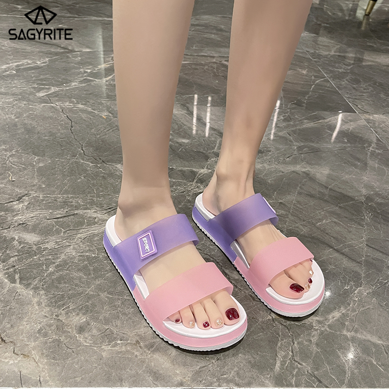 SAGYRITE Sandals for Women Hole Shoes Women's Thick Sole Beach Sandals Mary Jane Jelly Slippers Flat Sandals ราคา 478 บาท*ส่งฟรี