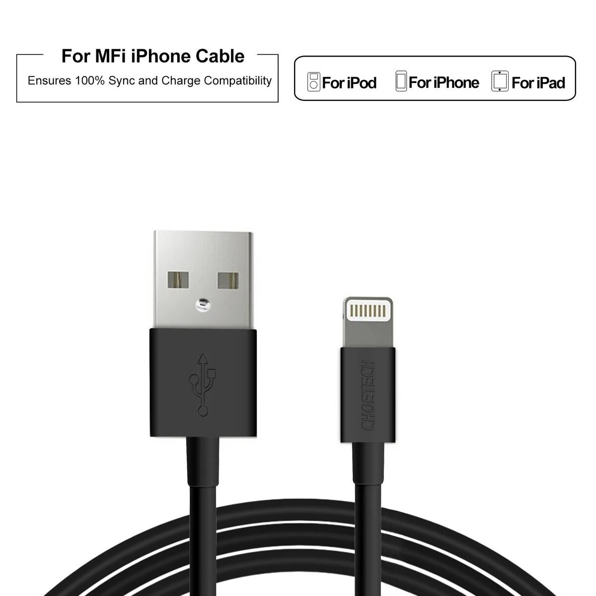 IP0027 CHOETECH [1.8m] MFi Certified Lightning To USB Cable IMEI STORE ايمي ستور