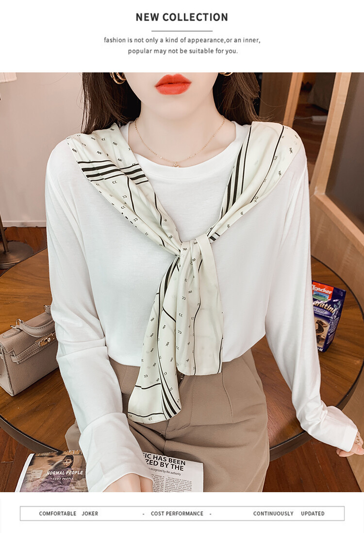 AFEG Khăn Choàng Cổ Tròn In Hình Hàn Quốc Mới Áo Thun Dài Tay Phù Hợp Mọi Thời Trang Thường Ngày Cho Nữ