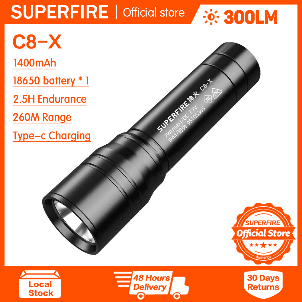 Superfire đèn pin đèn pin mạnh c8-x đèn pin nhỏ ngoài trời tầm xa siêu sáng có thể sạc lại đèn pin sạc điện