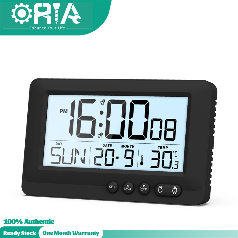 ORIA LCD Digital Alarm Clock W/ Backlight 12/24H Format Snooze Function Desk Clock Temperature Week Date Time Display