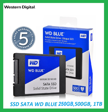 โซลิดสเตตไดรฟ์ SSD M.2 NVMe/SATA Western Digital 500GB /1TB / 2TB WD SSD BLUE2.5 นิ้ว 6GB/s 3D NAND SATA3 Blue SSD พีซีภายใน SSD ปรับปรุงประสิทธิภาพของพีซีอย่างรวดเร็ว ราคา 3,996 บาท*ส่งฟรี