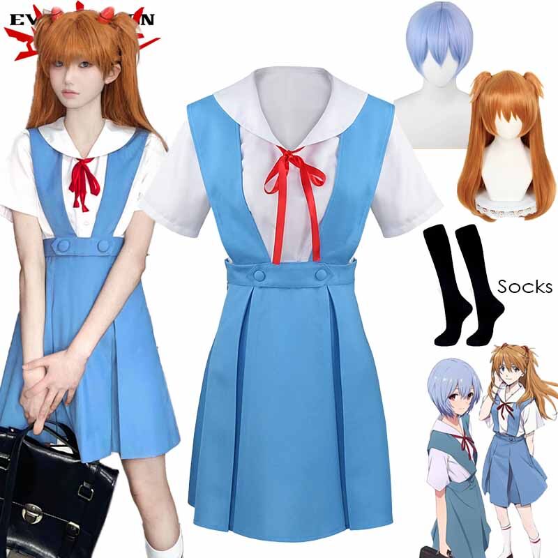 Anime Neon Genesis Evangelion Ayanami Rei Cosplay Costume Asuka Langley Soryu Jk Dress Socks Japanese School Uniform Dress Sets