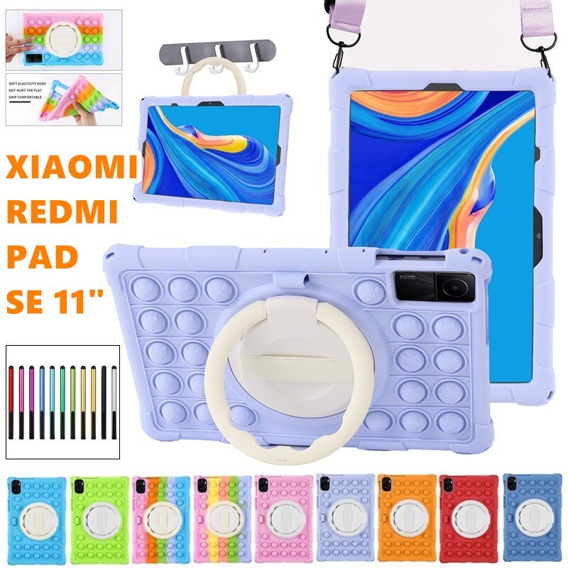Bong Bóng Trường Hợp Đối Với Xiaomi Redmi Pad SE 2023 11.0 "Trẻ Em Giải Nén Armor Vỏ bọc bảo vệ Với Dây Đeo Vai
