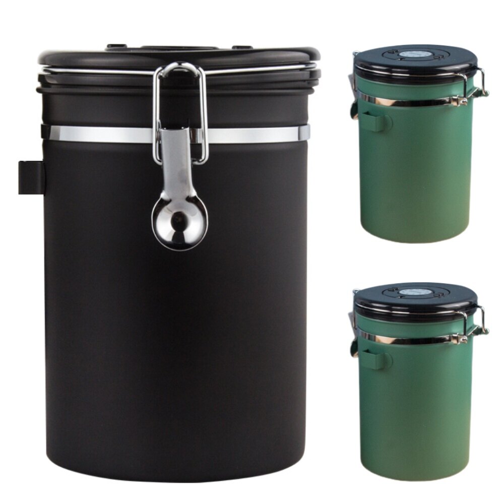Gambar Stainless Steel 304 Airtight Tank Storage with Scoop 1800ml   1500ml Coffee Bean Food Storage Container