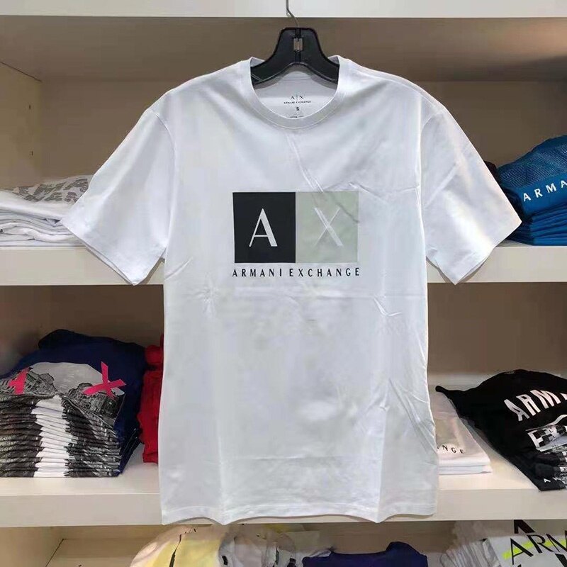 Áo thun tay ngắn cổ tròn thường ngày phổ biến của Armani cho rộng vừa vặn nam và nữ