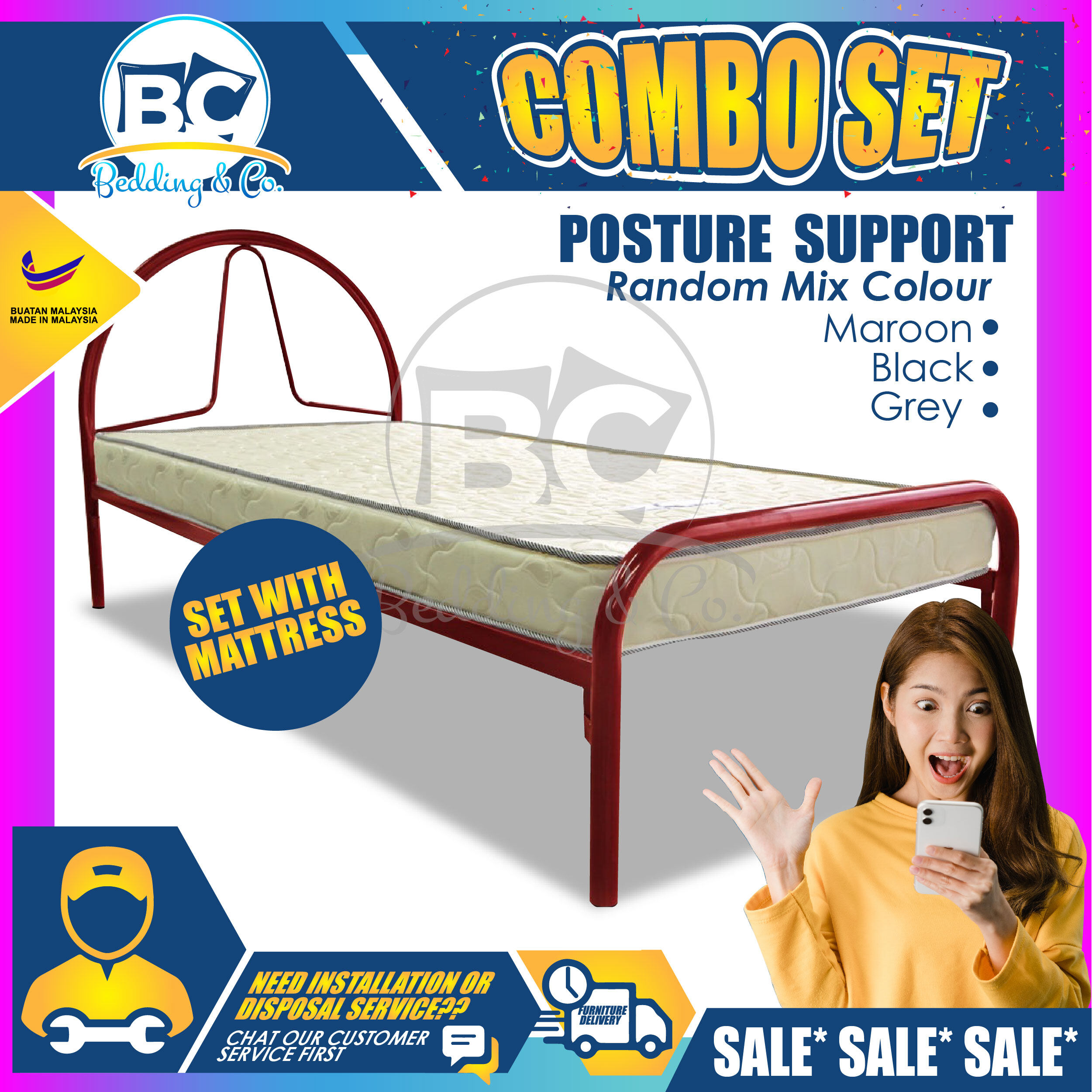 Combo Bed Mattress Set 3v By 2b Powder, Bed Frame And Mattress Combo