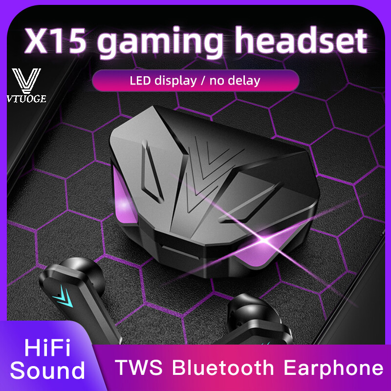 VTUOGE Bluetooth Earphones GamePods Gaming Earphone Wireless Gaming headphone 40MS Low Latency headset , full Bass EarBuds,Game /Music Mode, with Microphone, Breathing lights ราคา 149 บาท*ส่งฟรี