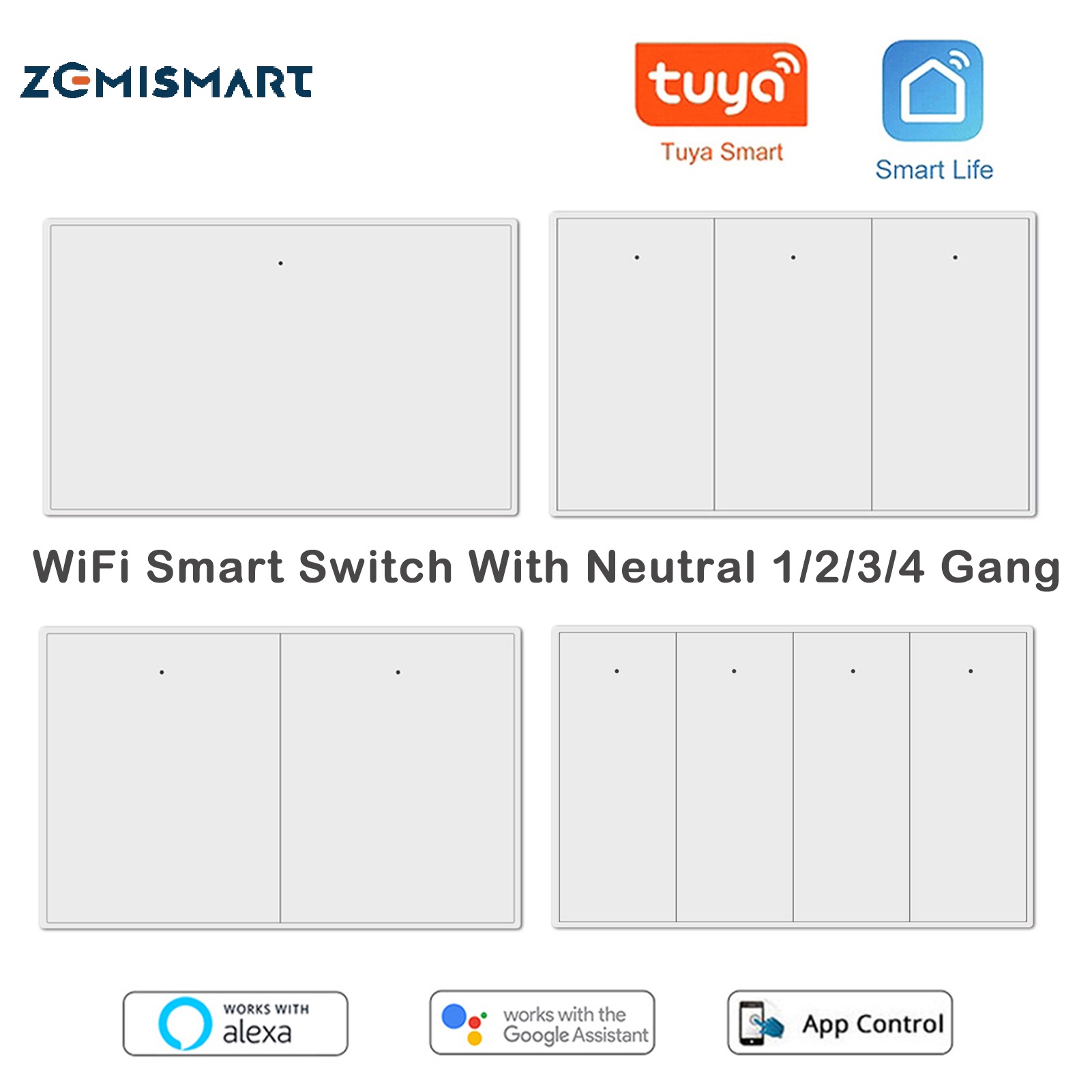 Zemismart Tuya WiFi Smart Switch Push Button Light Interruptor,No Capacitor,Neutral Light Switch Alexa/Google Voice Control,APP Timer/Group Control,Relay Switch App Remote Control ราคา 669 บาท*ส่งฟรี
