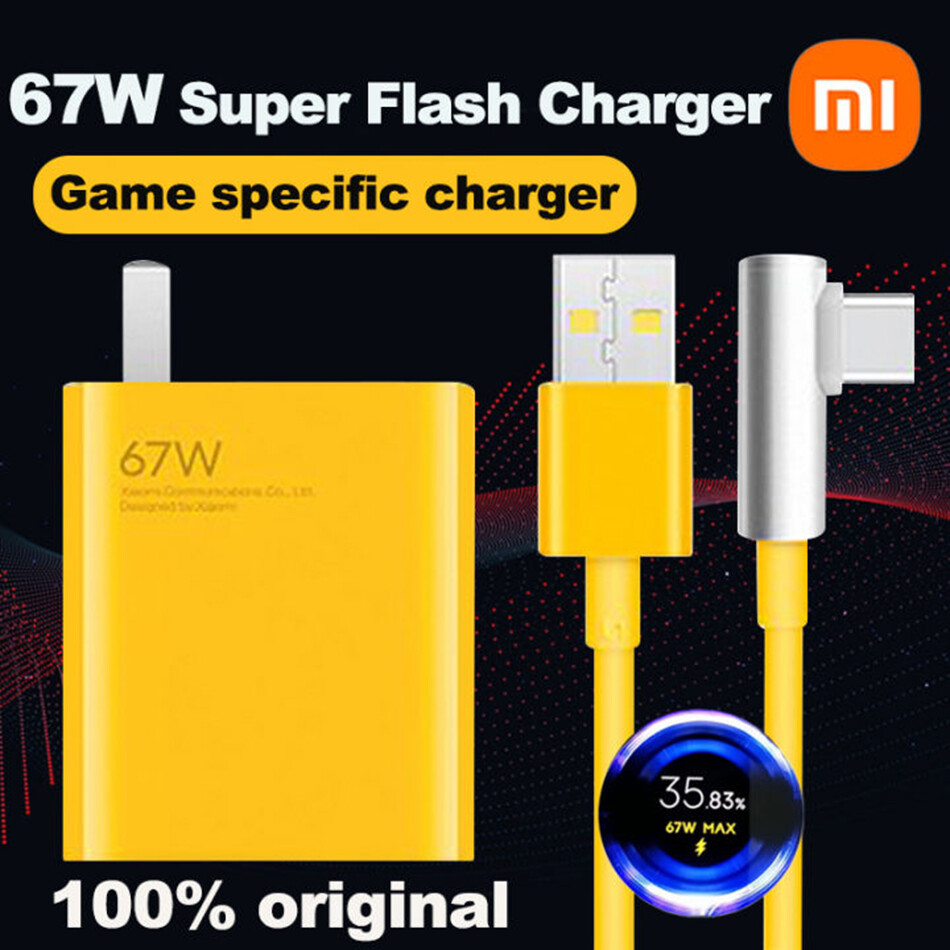 Original Xiaomi 67W Turbo Fast Charger Adapter With 120W 6A 90 Degree Elbow Type-C Cable for Mi 12s 