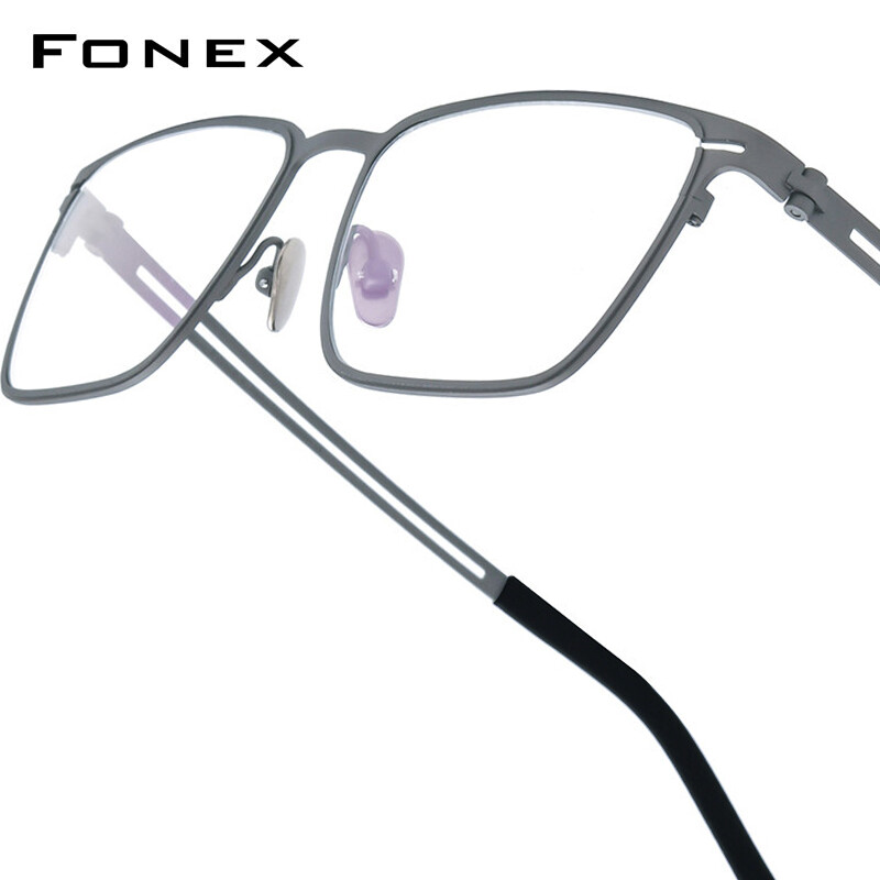  FONEX Titan nguyên chất Gọng kính người đàn ông thiết kế thương hiệu kính mắt dáng vuông kinh doanh đầy đủ rim Nhật Bản chất lượng cao siêu nhẹ kính mắt cho mắt 85779 