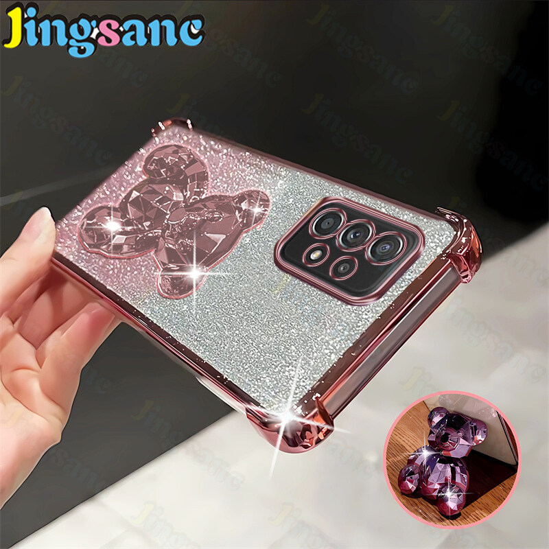 Jingsanc Cho Samsung Galaxy A73 5G vỏ điện thoại Rõ Ràng bốn góc Chống-Mùa Thu Flah giấy lấp lánh ch