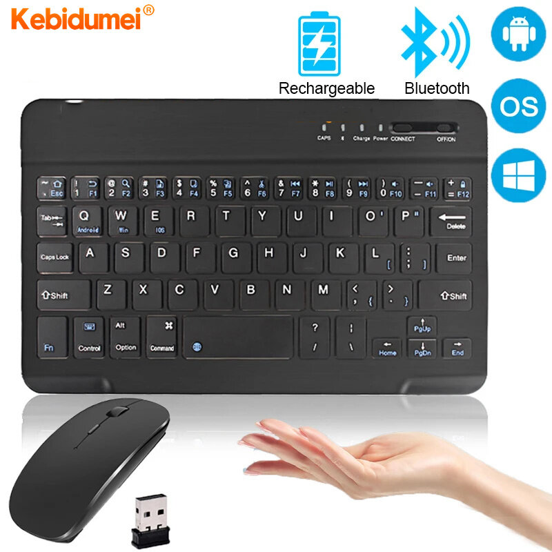 Kebidumei Wireless Keyboard Bluetooth Keyboard Rechargeable Tablet Keyboard For Phone Support Android Windows