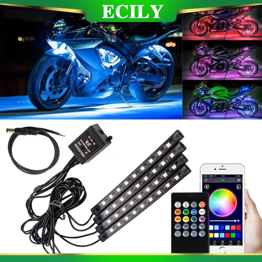 ECILY Neon 36 48 72 LED Car Interior Ambient Foot Light Wireless Remote Music APP Control Auto RGB Atmosphere Decorative Lamp ราคา 159 บาท*ส่งฟรี